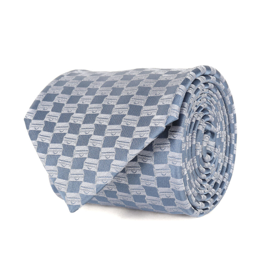 LOUIS VUITTON Louis Vuitton tie, Damier pattern, silk light blue, made in Ita...